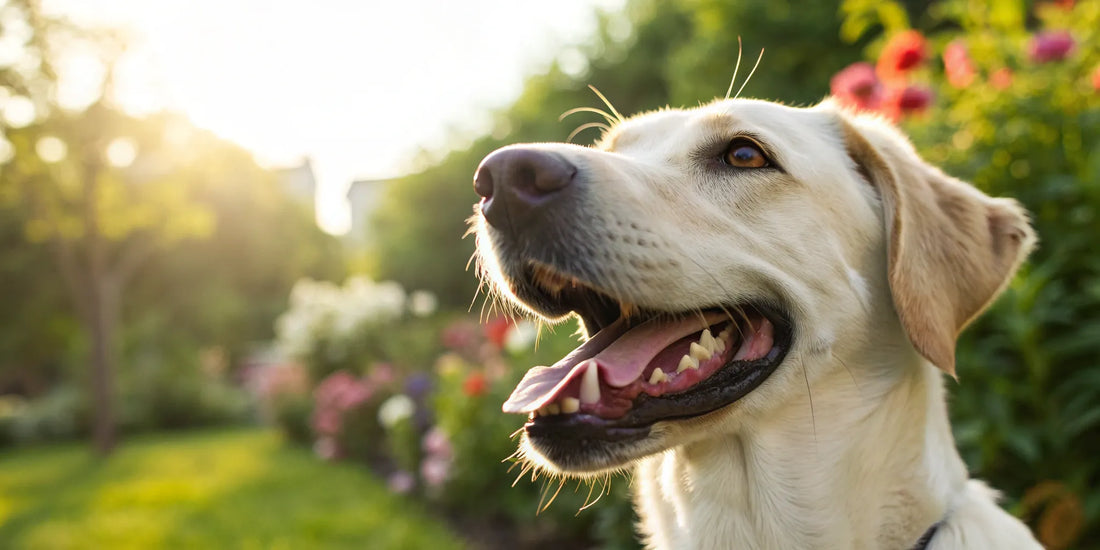 A dog's open mouth, a key place to check for the causes of bad breath in dogs.