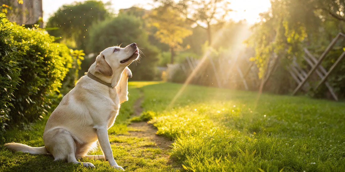 Dog scratching itchy hot spot. OTC treatment can help.