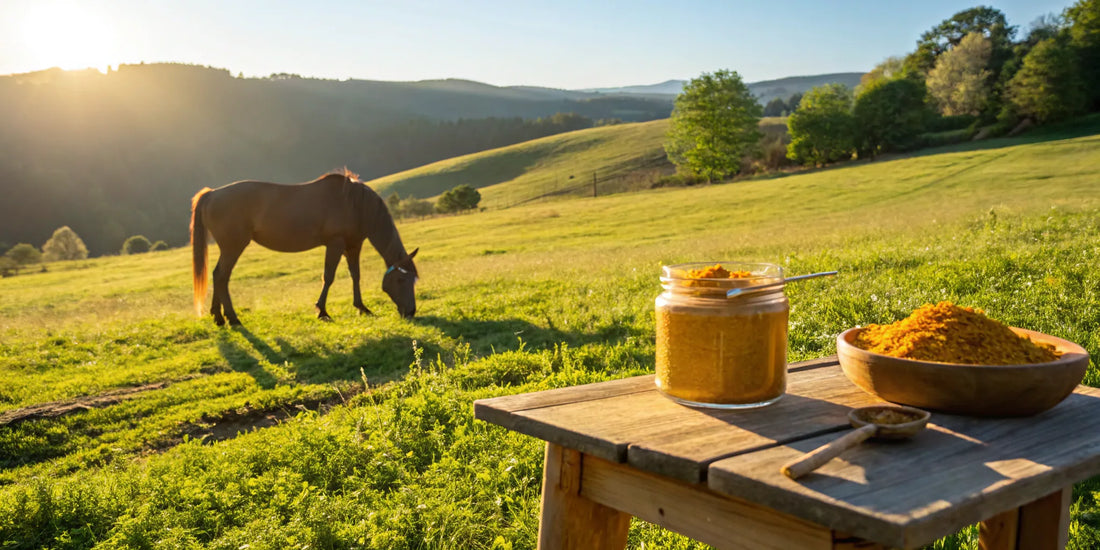 Turmeric powder for horse arthritis support.
